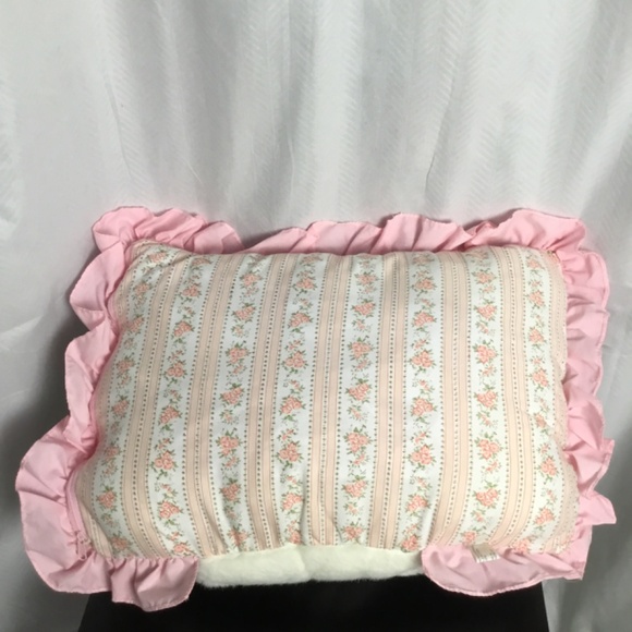 Vintage 1993 Bunny Rabbit Hugging Pillow White Pink Ruffle Small Child Crib Smal - Picture 2 of 9